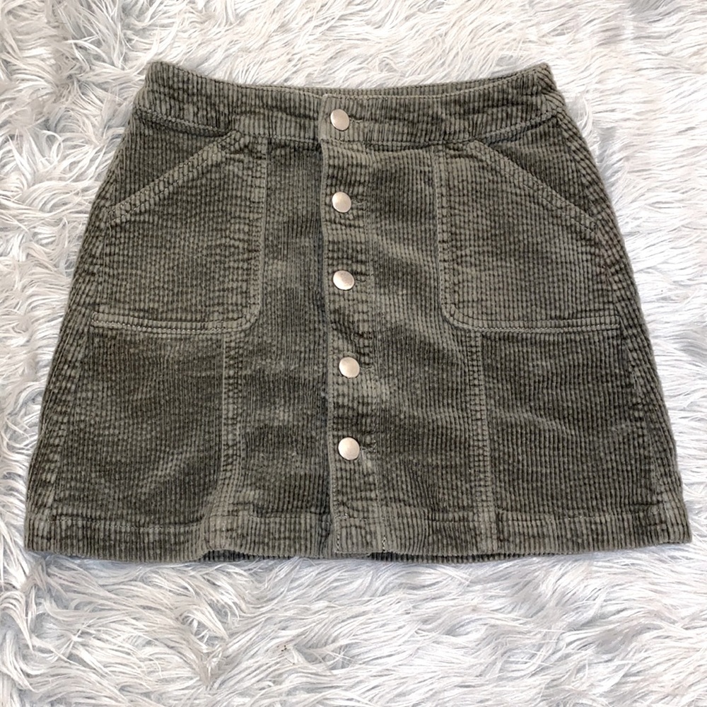 Army Green Corduroy Skirt- Size 00